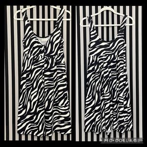 Athena Black & White Zebra Print Athletic CoverUp Swim Dress Size S